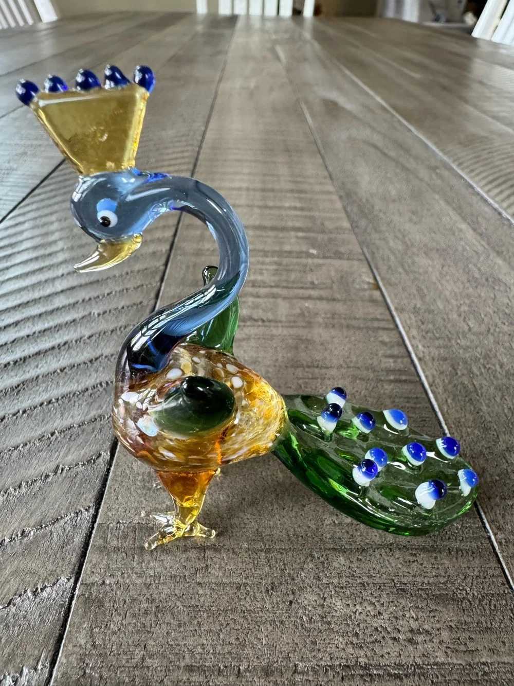 Pier 1 Imports Handmade - Handblown Art Glass Peacock Figurine